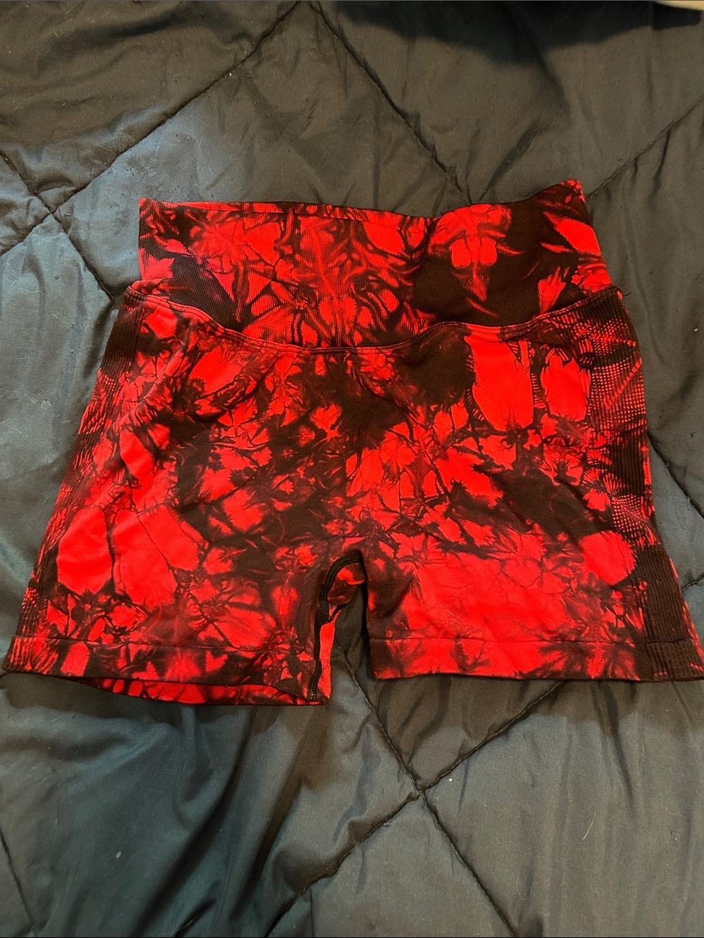 Women’s Red Tie-Dye Athletic Shorts